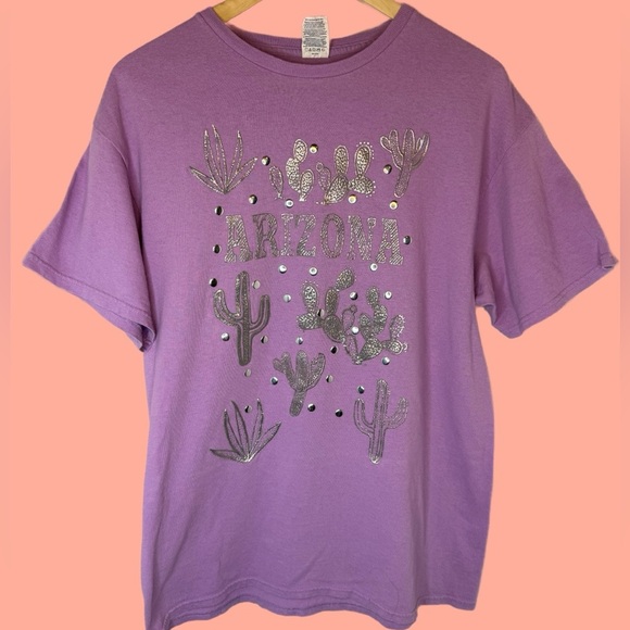VNTG Metallic Cactus Gemstone Arizona Purple Shirt Size Large - Picture 2 of 7